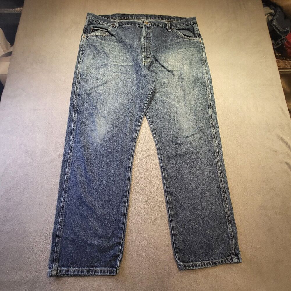 Wrangler Jeans Mens 40x29 Blue Classic Fit Straight Leg Distressed Denim